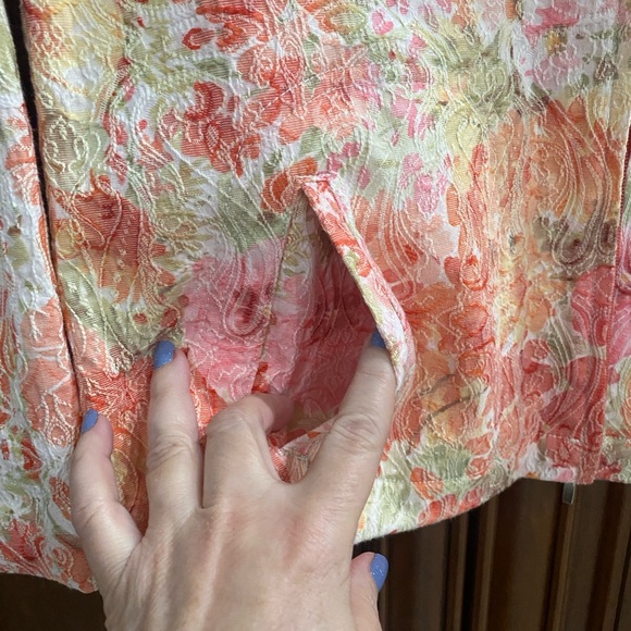 Ladies Medium Jacket Spring Colors Long Sleeve Zipper Pockets Peach Green Joni B - Picture 3 of 15